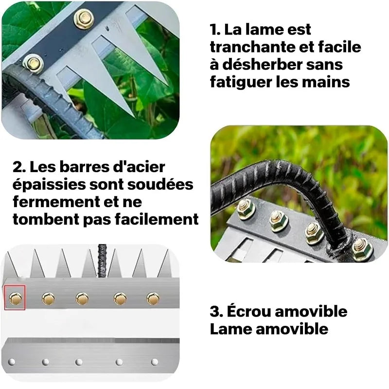 Garden Weed Remover Tools 5/6/7/8 Teeth Carbon Steel Gardening Manual Tools Weeding Rake for Vegetable Backyard Planting Weeder
