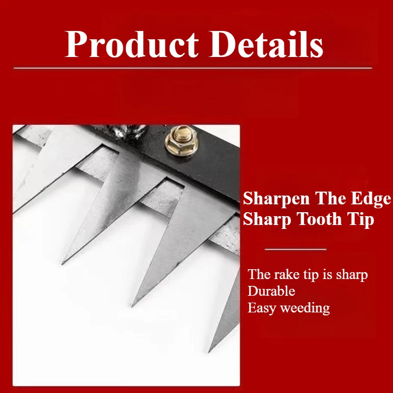Garden Weed Remover Tools 5/6/7/8 Teeth Carbon Steel Gardening Manual Tools Weeding Rake for Vegetable Backyard Planting Weeder