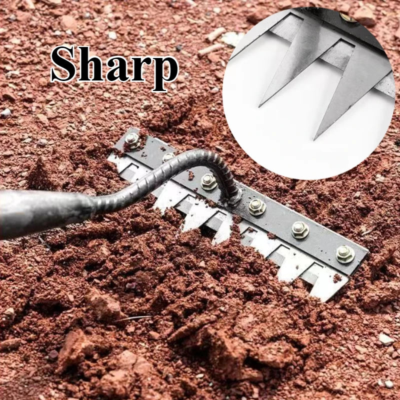 Garden Weed Remover Tools 5/6/7/8 Teeth Carbon Steel Gardening Manual Tools Weeding Rake for Vegetable Backyard Planting Weeder